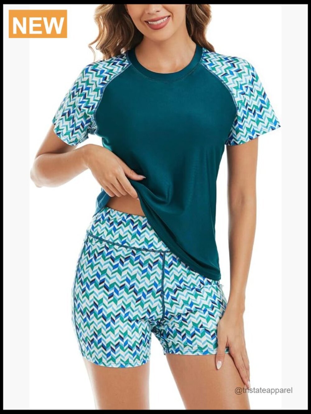Black Meteor Women's 2 Piece Rash Guard Set UPF 50+ Swim Shirt with Built-in